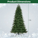 6/7.5 Feet Pre-Lit Artificial Christmas Tree with 11 Modes and Metal Stand-7.5ft