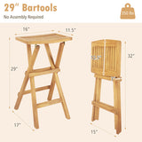 Set of 2 No Assembly Outdoor Bar Stools with Countered Seat