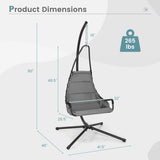 Hanging Chair with Stand and Extra Large Padded Seat-Gray