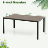 59 x 35 Inch Large Outdoor Rectangle Dining Table with Metal Legs