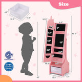 Kids Jewelry Armoire Cabinet with Storage and 2 Tilt Angles-Pink