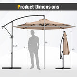 10 Feet Offset Hanging Umbrella with Base and Infinite Tilt-Coffee