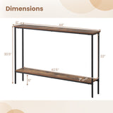44 Inch Console Table with Shelf with Dual Anti-Tipping Kits-Rustic Brown