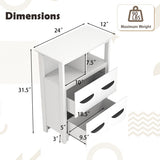 24 Inch Floor Cabinet with 2 Open Compartments and 2 Drawers-White