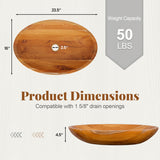 23.5 Inch x 16 Inch Teak Wood Washbasin with Drainage Hole