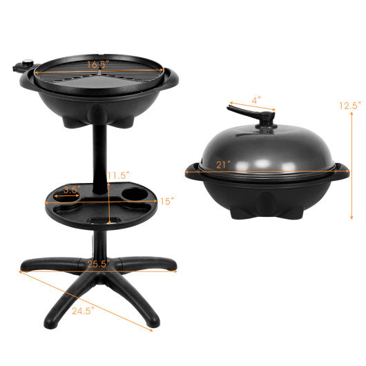 1350 W Outdoor Electric BBQ Grill with Removable Stand Easy to Install-Black