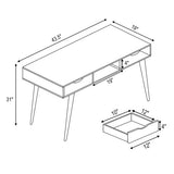 Stylish Computer Desk Workstation with 2 Drawers and Solid Wood Legs-Walnut