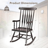 Rocking Chair with Solid Wooden Frame for Garden and Patio-Brown