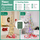 4/5/6 Feet Pre-Lit Artificial Christmas Tree Snow-Flocked Slim Pencil Xmas Decor-6 ft