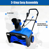 20 Inch 120V 15Amp Electric Snow Thrower  with 180° Rotatable Chute-Blue