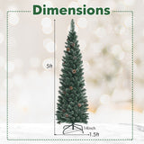 Snowy Artificial Pencil Christmas Tree with Pine Cones-5 ft