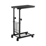 C-shape Sofa Side Table with Storage Basket-Black