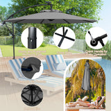 10 Feet 360° Rotation Solar Powered LED Patio Offset Umbrella without Weight Base-Gray