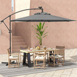 10 Feet 360° Rotation Solar Powered LED Patio Offset Umbrella without Weight Base-Gray