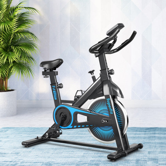 Indoor Silent Belt Drive Adjustable Resistance Cycling Stationary Bike-Blue