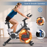 Indoor Silent Belt Drive Adjustable Resistance Cycling Stationary Bike White