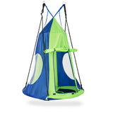 2-in-1 40 Inch Kids Hanging Chair Detachable Swing Tent Set-Green