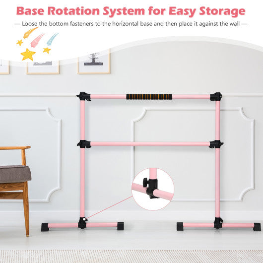4 Feet Portable Ballet Barre with Adjustable Height-Pink