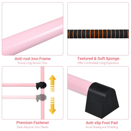 4 Feet Portable Ballet Barre with Adjustable Height-Pink