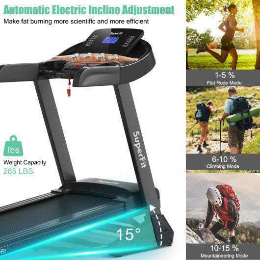 3.75HP Electric Folding Treadmill with Auto Incline 12 Program APP Control