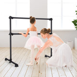 4 Feet Double Ballet Barre Bar with Adjustable Height-Black