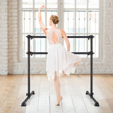 4 Feet Double Ballet Barre Bar with Adjustable Height-Black