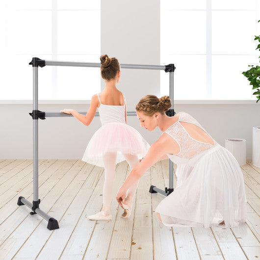 4 Feet Double Ballet Barre Bar with Adjustable Height-Silver