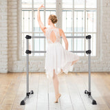 4 Feet Double Ballet Barre Bar with Adjustable Height-Silver