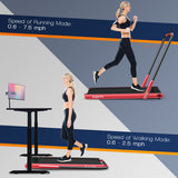 2-in-1 Folding Treadmill with Remote Control and LED Display-Red