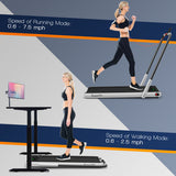 2-in-1 Folding Treadmill with Remote Control and LED Display-Silver