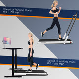 2-in-1 Folding Treadmill with Remote Control and LED Display-White