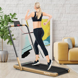 2-in-1 Folding Treadmill with Remote Control and LED Display-Golden