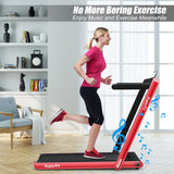 2.25HP 2 in 1 Folding Treadmill with APP Speaker Remote Control-Red