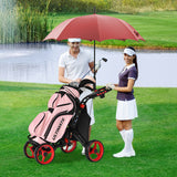 Golf Push Pull Cart with Foot Brake-Red