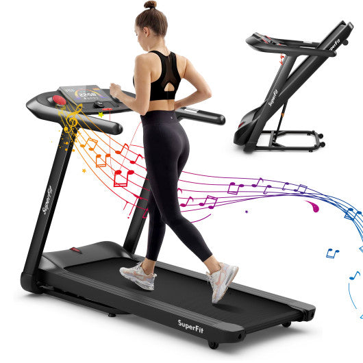 4.75HP Folding Treadmill with Preset Programs Touch Screen Control-Black