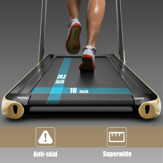 2.25HP 2 in 1 Folding Treadmill with APP Speaker Remote Control-Yellow