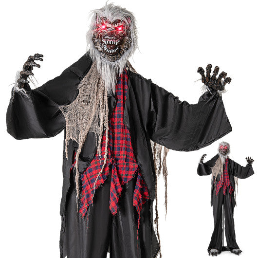 8.2 FT Standing Animatronic Werewolf with Howling Sounds  Red Flashing Eyes and Poseable Arms