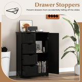 Standing Indoor Wooden Cabinet with 4 Drawers-Black