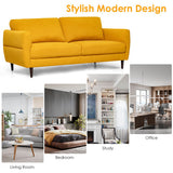 72 Inch Small Fabric Loveseat Sofa Couch with Wood Legs-Yellow