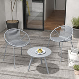 All Weather PP Patio Conversation Set with Round Coffee table and 2 Chairs-Gray