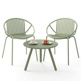 All Weather PP Patio Conversation Set with Round Coffee table and 2 Chairs-Green