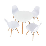5 Pieces Table Set With Solid Wood Leg For Dining Room-White