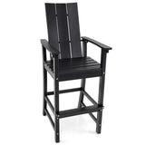 Tall Adirondack Chair Outdoor Bar Stool with Ergonomic Backrest for Backyard-Black