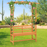 6.5 FT Tall Patio Garden Arbor with Pergola and 2-Seat Bench for Garden Backyard Decoration-Yellow