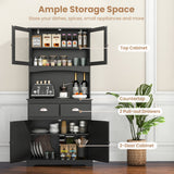 Tall Sideboard with 2 Drawers and Adjustable Shelves-Black