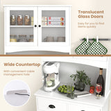 Tall Sideboard with 2 Drawers and Adjustable Shelves-White