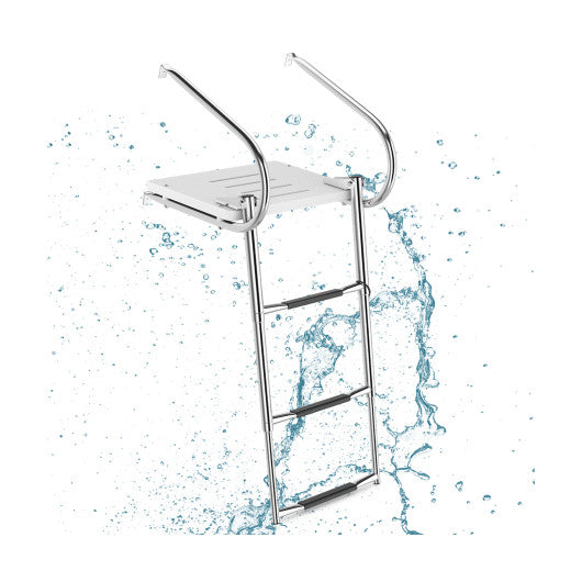 3-Step Telescoping Boat Ladder with Fiberglass Platform and Handrails