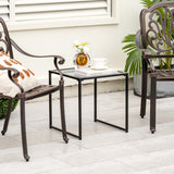 Tempered Glass Side Table with Metal Frame for Indoor and Outdoor