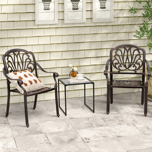 Tempered Glass Side Table with Metal Frame for Indoor and Outdoor