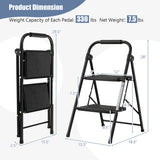 2-Step/3-Step Ladder with Wide Anti-Slip Pedal-2-Step